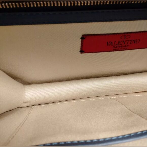 Auth Valentino Garavani Navy Blue Glam Lock Rockstud Medium Flap Shoulder Bag - Picture 8 of 9